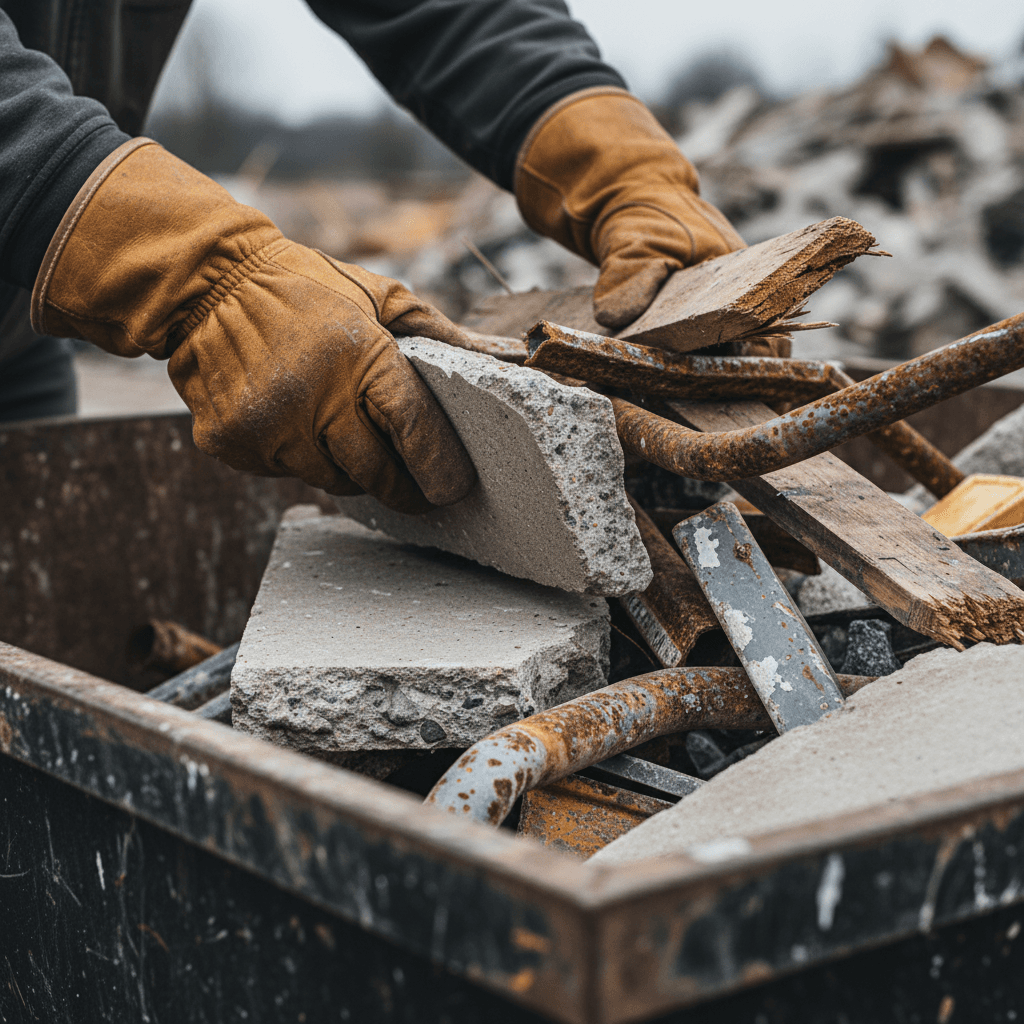 Close-up of hands securing a garbage bag during a cleanup