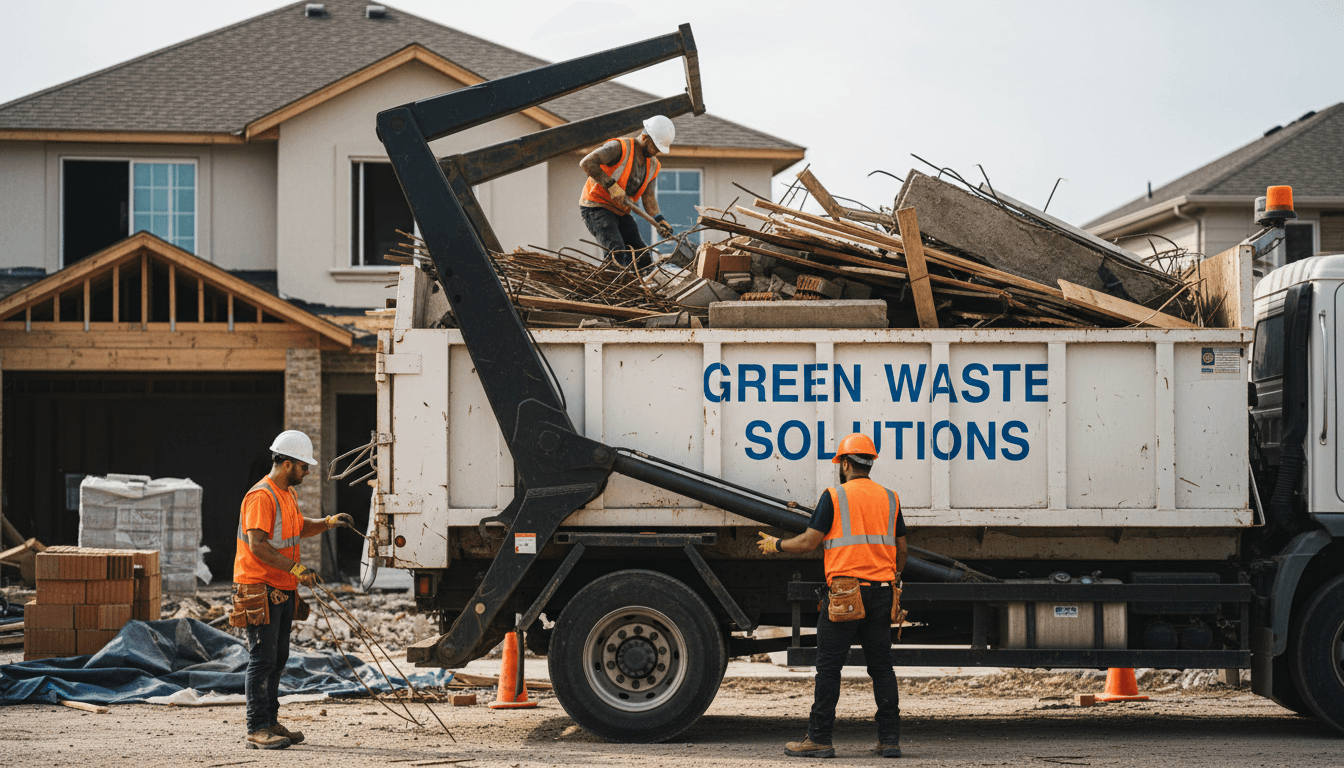 Worker emptying a waste bin into a collection truck