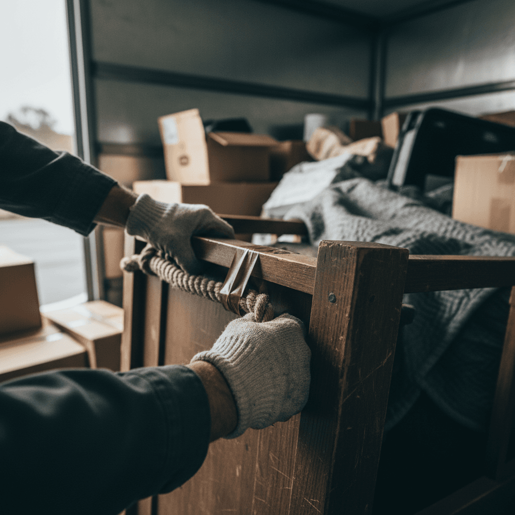 Worker loading old electronics and appliances into a collection truck